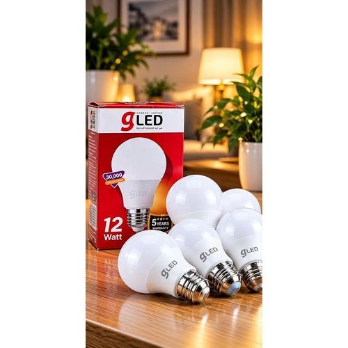 Generic عرض 4 لمبات LED 12 وات بقاعدة E27 وإضاءة بيضاء – شكل A60
