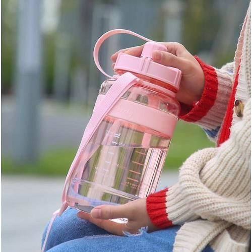 Sports Water Bottle With Straw, 2000ml Large Water Bottles With Marker