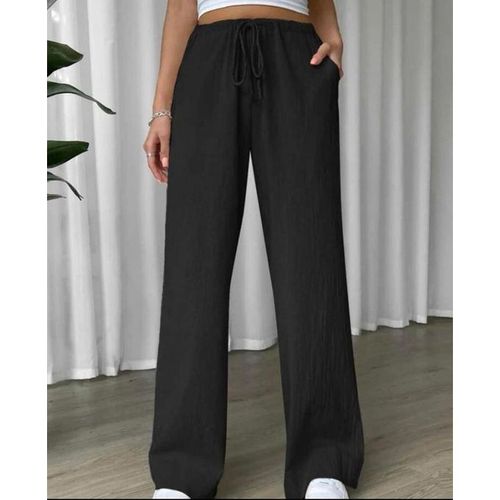 Generic Wide Legs Pants With Elastic Band-Black @ Best Price