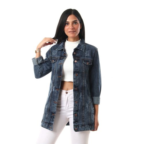 Shop Caesar Woman Jeans Jacket Long - Blue | Jumia Egypt