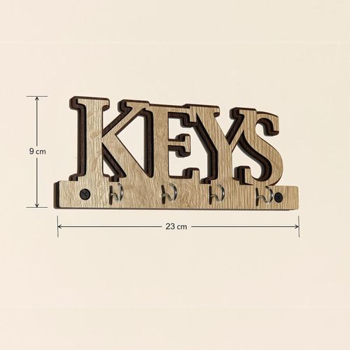 product_image_name-Generic-حامل مفاتيح خشبي جداري - 9  23 سم - بيج-3