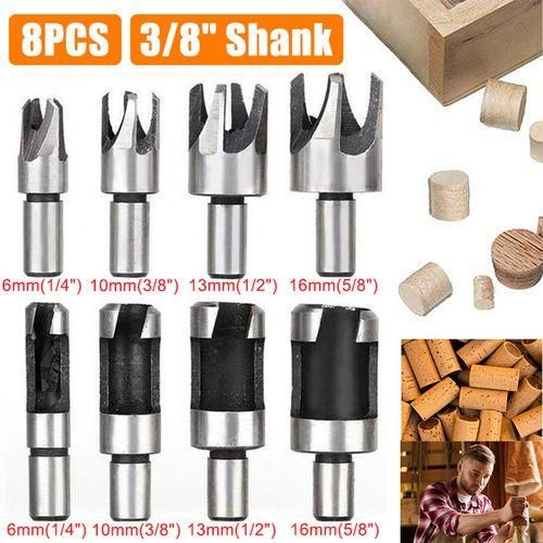 Generic 8Pcs Wood Plug Hole Wooden Dowel High Carbon Steel Drill Bits Set Tools 12 14 38 58