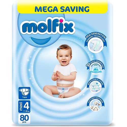 Buy Molfix 3D Maxi Diapers - Size 4 - 80 Pcs in Egypt