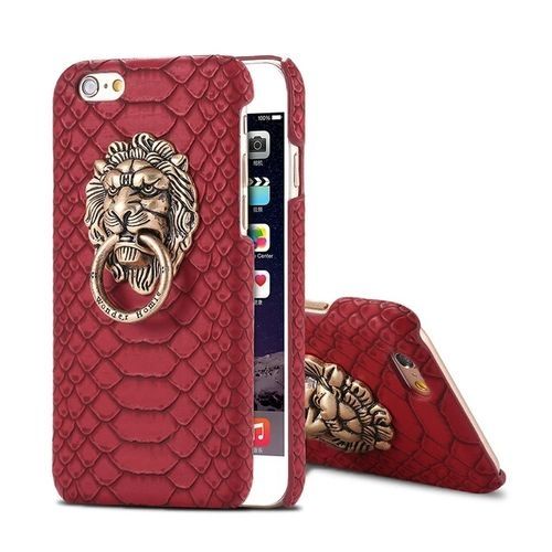 Buy 3D Lion Head Metal Ring Holder Stand Back Cover Case For IPhone 6 / S6 - Dark Red in Egypt