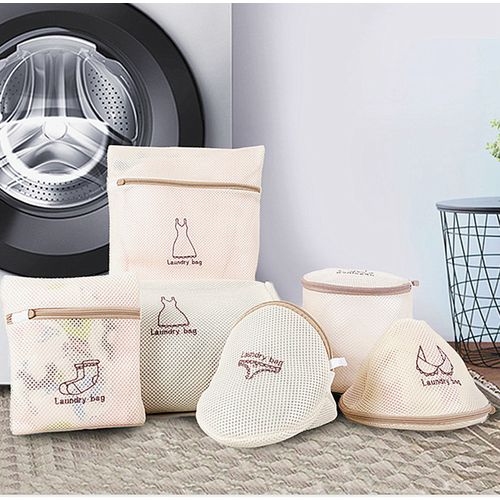 Generic Embroidery Laundry Bag Protected Underwear Bra Socks Dedicated Washing  Pouch Zipper Mesh Lingerie Bra Laundry Wash Bags Beige Bra Bag @ Best Price  Online