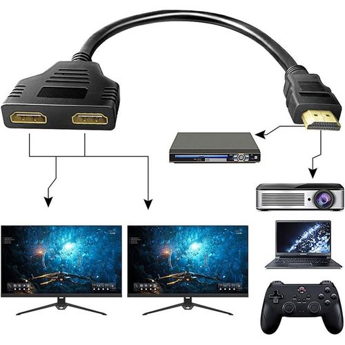 product_image_name-Generic-كابل HDMI 2 في 1 بمنفذ ذكر الى شحن مقسم مزدوج لا يتطلب طاقة خارجية، لـ2 مضخم صوت بدقة 1080 بيكسل لـXbox وبلاي ستيشن 4 وروكو وتلفزيون HD عالي الدقة، متعدد الألوان-1