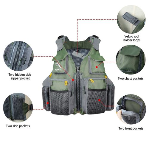 Generic Fishing Vest with Detachable Cushion Multi Pocket Fishing