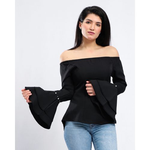 Buy Menta By Coctail Off Shoulder Wide Blouse Embroidery Louly-Black in Egypt