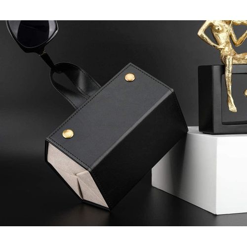 product_image_name-Generic-Silencio Sunglasses Organizer with 5 Slots, Travel Eyeglass Case, Portable Storage Bag, Foldable, Display Case for Women and Men, Black, Leather-2