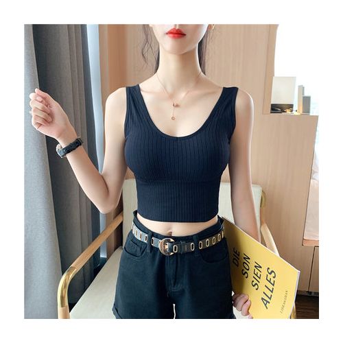 Fashion (d Black)knitted Camis For Woman Tops For Women Stripes Crop Tops  Built In Bra Spaghetti Strap Camisole Female Tank 2022 Droppshipping WEF @  Best Price Online