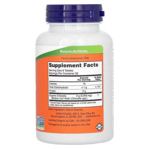 product_image_name-Now Food-Certified Organic Chlorella, 500 mg, Naturally Produced Chlorophyll & Beta Carotene, 200 Tablets-2