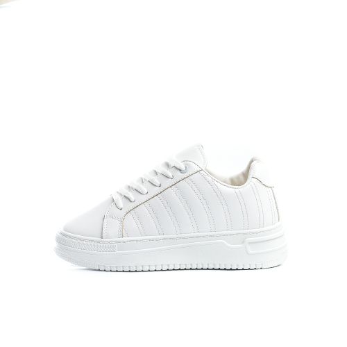 Buy Desert Minimalist Side Embroidered Lace-Up White Flat Sneakers in Egypt