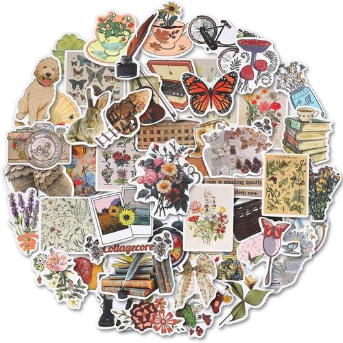 Generic Vintage Stickers, 50 Scrapbook Stickers Vintage Diary Supplies,  Waterproof Vinyl Decals for Planners Junk Journal @ Best Price Online