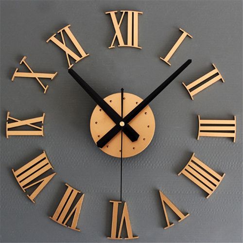 product_image_name-Generic-Modern Luxury 3D Wall Clock Big Size Home Decor DIY Large Roman Quartz Clocks Acrylic Mirror Wall Stickers(Gold)-2