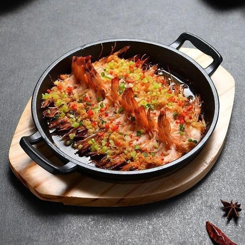 product_image_name-Generic-Rectangular Cast Iron Grill Pan with Wooden Serving Base-3