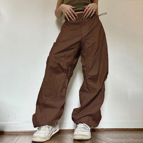 Deeptown Y2K Vintage White Cargo Pants Women Korean Style Brown Wide Leg  Trousers Oversized Streetwear Retro Basic Pantalones - AliExpress