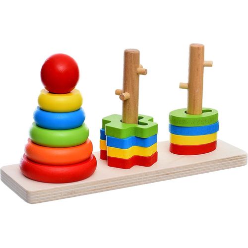 product_image_name-Generic-برج خشبي متعدد الوظائف بألوان قوس قزح يحتوي على ثلاثة أعمدة بأشكال متعددة تساعد تدريب قدرات اليدين والعينين خيار مميز للأطفال - الألوان-1