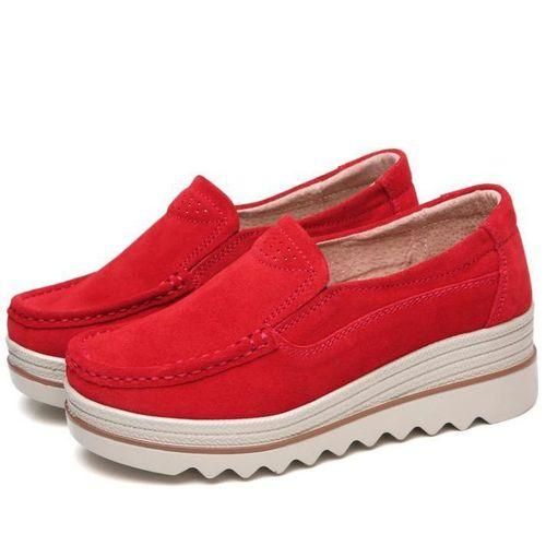 Womens breathable suede round toe slip on platform shoes outlet