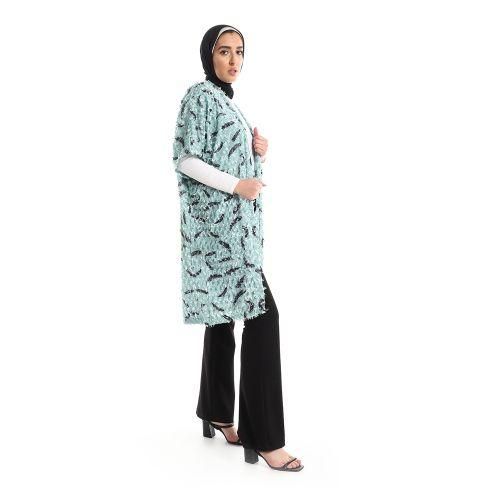 product_image_name-Kady-Eyelash Open Neckline Long Cardigan - Mint-2