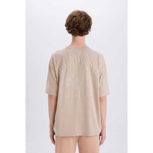 product_image_name-Defacto-Man Crew Neck Oversize Fit Short Sleeve T-Shirt - Stone-3