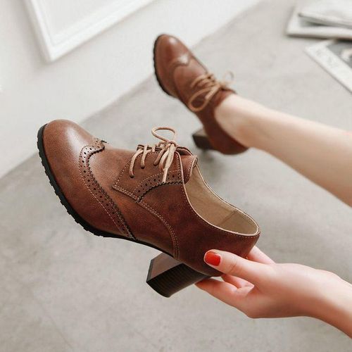 Cut out lace up low heel oxford sales