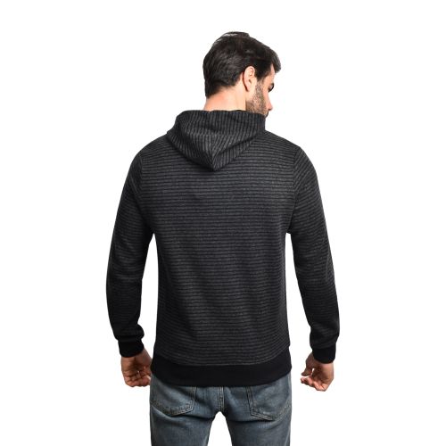 Town Team Casual Striped Hooded Sweat shirt - BLACK