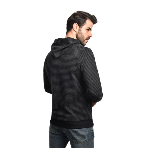 Town Team Casual Striped Hooded Sweat shirt - BLACK