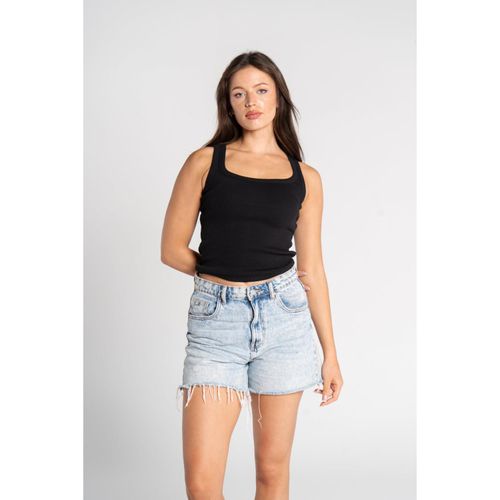 OUTDATED Ribbed Tank Top Square Neck - Black