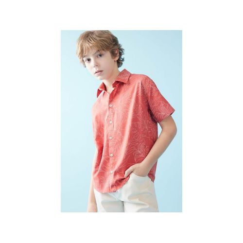 product_image_name-Defacto-Boy Polo Neck Oversize Fit Short Sleeve Shirt - Coral-2