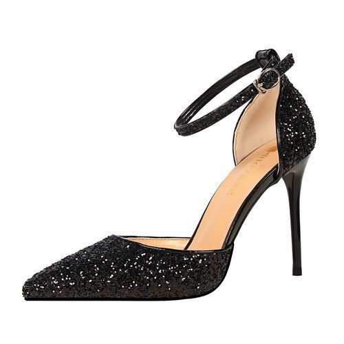 Sparkly Glitter Black Casual Evening Party High Heels 2021 Rave Club  Pointed Toe Leather Stiletto Heels 10 cm / 4 inch Heels Pumps Womens Shoes