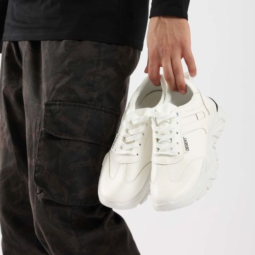 Desert Basic Lace Up Faux Leather Fashion Sneaker For Men White