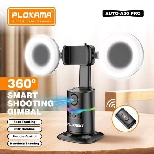 product_image_name-PLOKAMA- AUTO-A20 Pro Gimbal Auto Face Tracking 360 Smart Shooting Gimbal with – 2 Lights-1