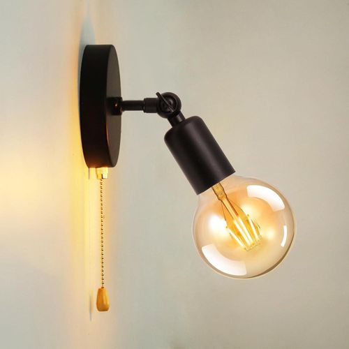 product_image_name-Generic-Adjustable Retro Wall Sconce Light with Pull Chain Switch Vintage Black Wall Lights Fixture with On Off Switch E26 Indoor Wall Lamps for Home Bedroom Kitchen Wall Mount ighting- NO Bulb-1
