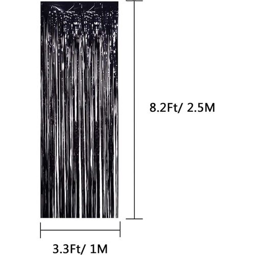 product_image_name-Generic-Foil Curtains 1 x 2.5 m Metallic Fringe Curtains Shimmer Curtain for Birthday Wedding Party Halloween Christmas Decorations 4 Pack (Black)-2