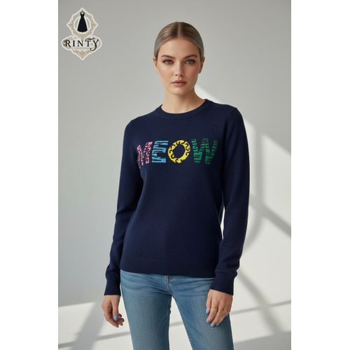 product_image_name-Generic-سترة زرقاء مع تطريز متعدد الألوان MEOW، ياقة دائرية وأكمام طويلة.-1