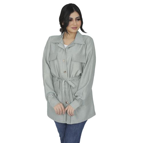 Buy Smoky Egypt Casual Jacket With Front Pockets And Belt - Pistage in Egypt