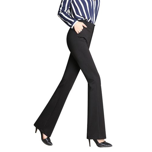 Fashion (Black)Womens Black Navy Blue High Waist Work Dress Pants For Women  Office Lady Formal Red Flare Trousers Summer Autumn Pantalon Femme DOU @  Best Price Online