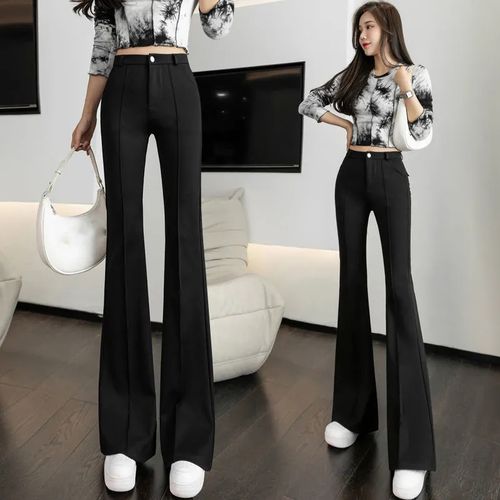 n/a Office Lady Slim Black Flare Pants Thin Wide Leg Bell Bottom Pants High  Waist Breathable Classic (Color : Black, Size : S Code) : :  Clothing, Shoes & Accessories