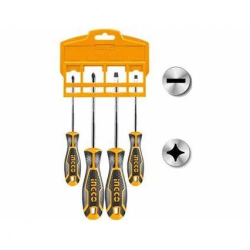 Buy Ingco Screwdriver Set 4 Pcs Rubber Hand Heavy Duty  HKSD0428 in Egypt