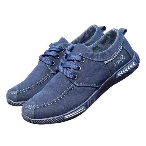 Buy Fashion Canvas Men Shoes Denim Lace-Up Men Casual Shoes Plimsolls Breathable Male Footwear Blue in Egypt