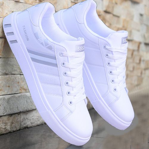 Buy Fashion White Vulcanized Sneakers Boys Cheap Flat Comfortable Shoes Men in Egypt