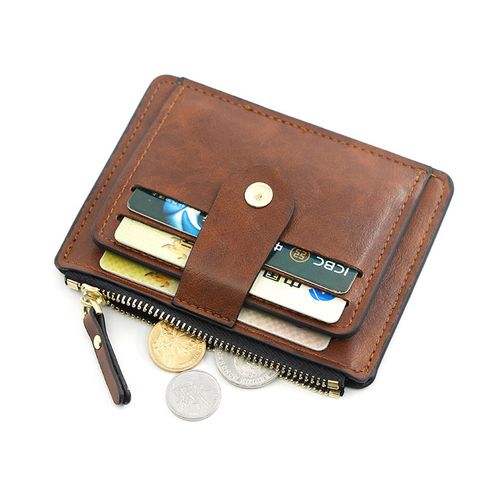 Men's Genuine Leather Wallet Zipper Small Purse Card Holder Man Coin Purse  Man Money Bag