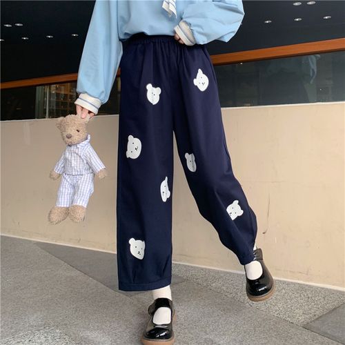 Fashion (Khaki)Japanese Kawaii Soft Girl Cute Bear Printing Women