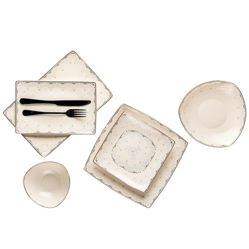 product_image_name-Generic-طقم عشاء بورسلين مربع 33 قطعة فلات خامة عالية الجودة - لوتس-1