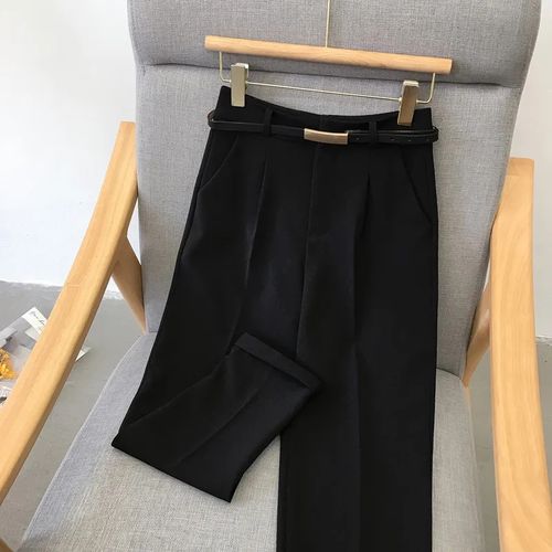 Fashion (black)Office Lady Belt Suit Pants Women High Waist Casual Harem  Pantalones Spring Thin Ankle Length Classic Pant OL Work Trousers DOU @  Best Price Online
