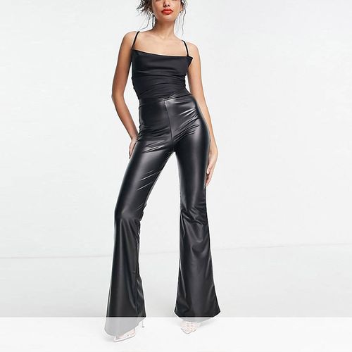 Womens High Waisted Leather Flared Pant Online at