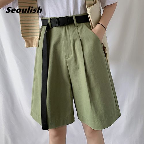 Cargo Shorts for Women High Waisted Knee Length Wide Leg Shorts Casual  Summer Loose Shorts with Pockets 