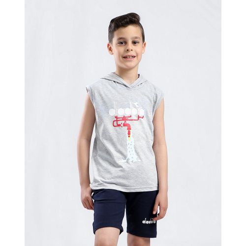 Buy Diadora Boys Sleevless Hoodie Cotton T-Shirt -Grey in Egypt