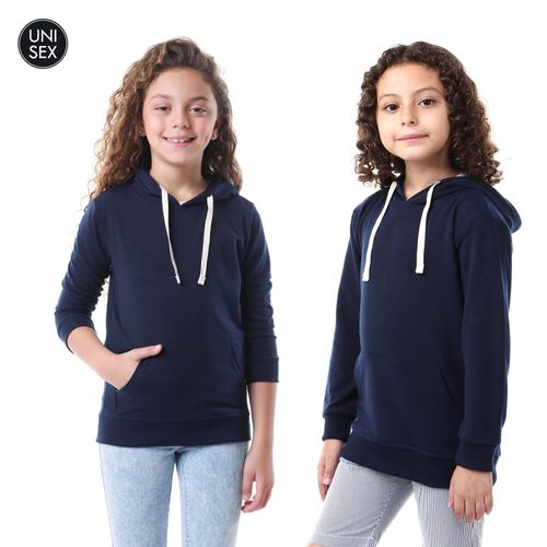 اشتري Kady Kids Hooded Neck Solid Sweatshirt - Navy Blue في مصر