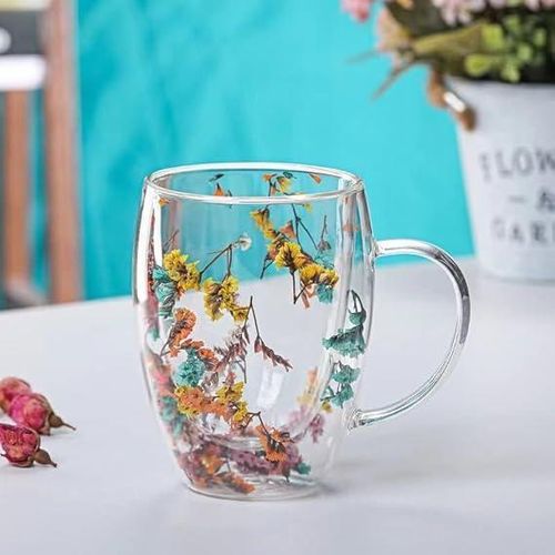 product_image_name-Generic-كوب زجاجي مزدوج الجدار للقهوة والشاي بسعة 300 مل – بتصميم أزهار عشوائي وقاعدة ضيقة-4